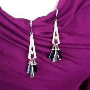 Crystal encrusted shepherd's hook earrings.  Chandelier style